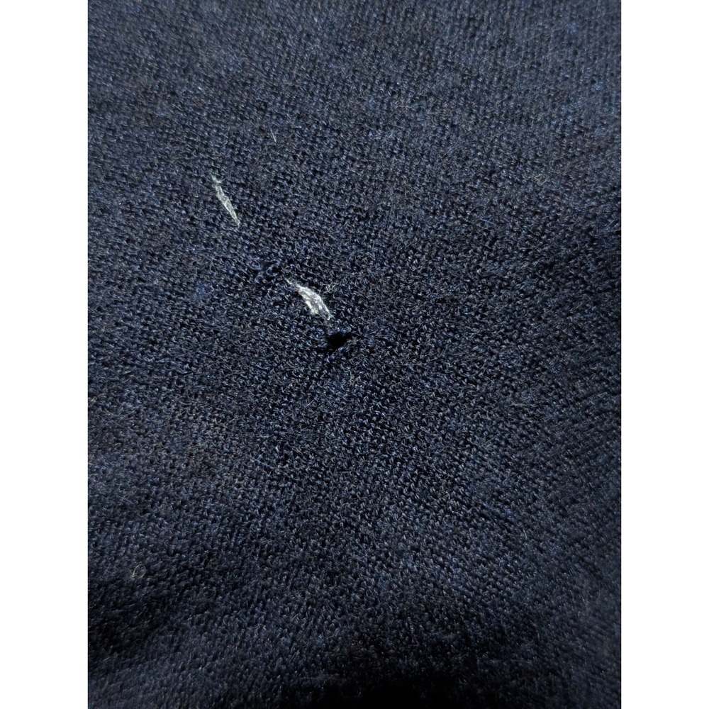 Brunello Cucinelli Men Navy Blue Cashmere Silk V-Neck Sweater IT 54 L Italy FLAW - Picture 6 of 9